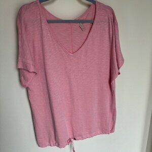 XCVI Ladies top, size XL, orange, draw string bottom, raw edge sleeves